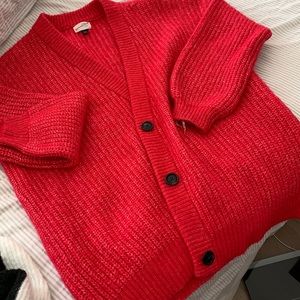 Bright Red / Fuchsia oversized grandpa cardigan